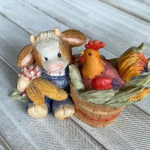 Cowboy with Corn and Rooster Figurine- Excellent Condition